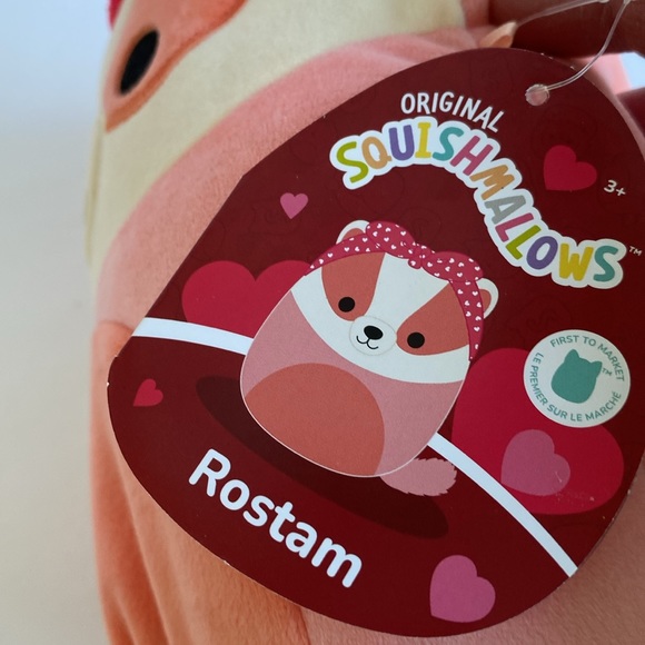 Squishmallows 8” Rostam the Badger Valentines plush NWT - Picture 3 of 4